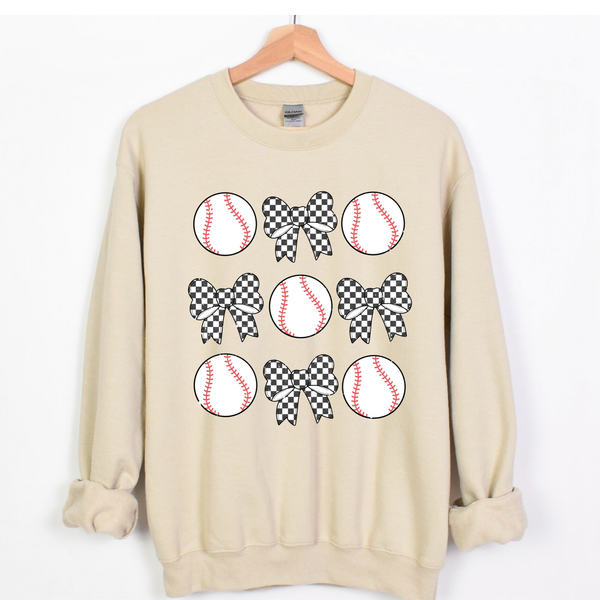 Baseball Mama Bow  Sweatshirt | Baseball Mom Sweatshirt | Baseball Season Sweatshirt