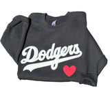 Dodgers Crewneck with Puff | Dodgers Black Crewneck
