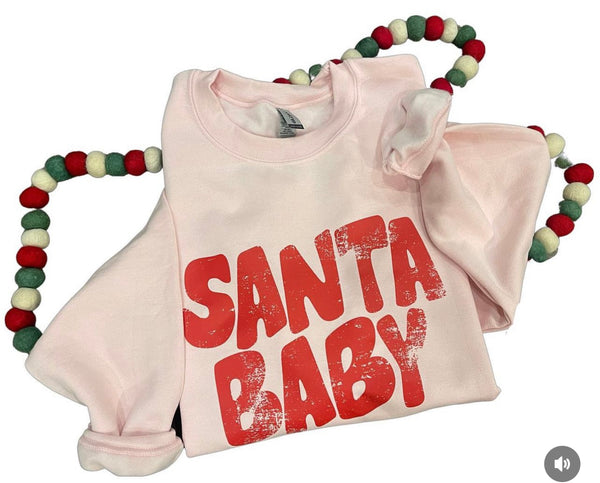 Santa Baby Pink Sweatshirt | Christmas Sweatshirt
