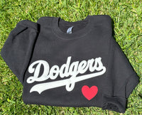 Dodgers Crewneck with Puff | Dodgers Black Crewneck