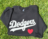 Dodgers Crewneck with Puff | Dodgers Black Crewneck