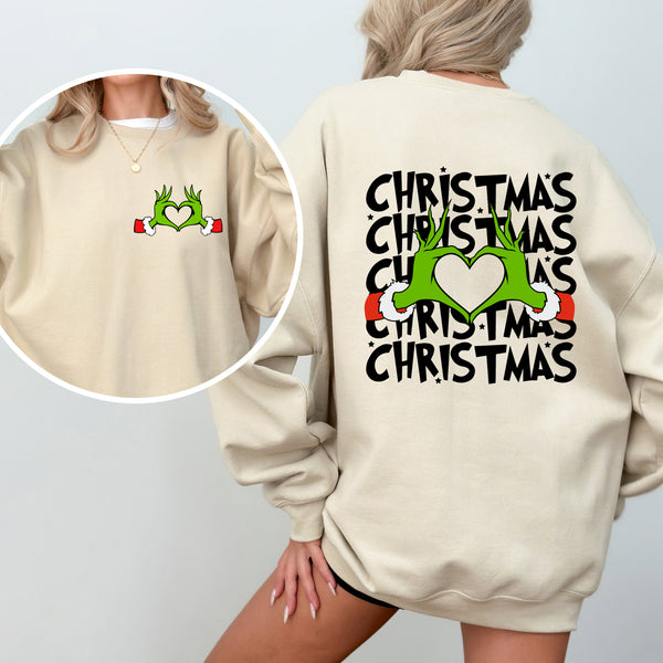 Grinch Christmas Crewneck Sweatshirt | Christmas Cream Crewneck Sweatshirt