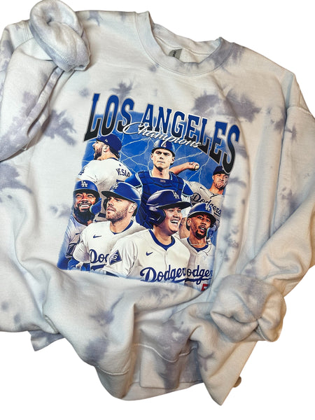 World Awries Tie Dye Sweatshirt | Dodgers Womens Sweatshirt | Dodgers Tie Dye