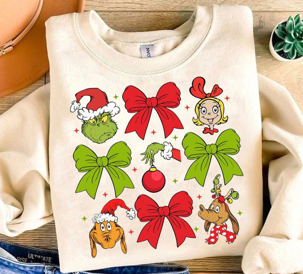 Grinch Christmas Crewneck Sweatshirt | Christmas Cream Crewneck Sweatshirt