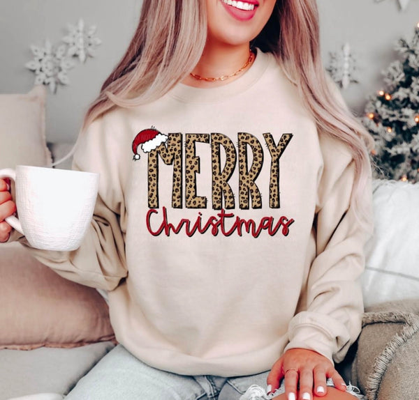 Merry Christmas Leopard Sweatshirt | Christmas Sweatshirt