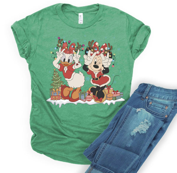 Minnie & Daisy Green Shirt | Disney Christmas Tee