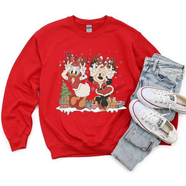 Minnie & Daisy Christmas Sweatshirt | Christmas Sweatshirt