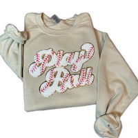 Play Ball Chenille Patch Sweatshirt | Baseball Season Sweatshirt