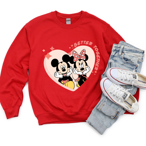 Better Together Red Crewneck | Mickey & Minnie Valentine’s sweatshirt