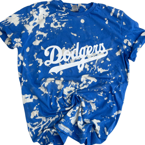 Dodgers Tie Dye Tee | Dodgers Bleach Royal Shirt | Los Angeles Dodgers Tee