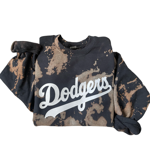 Dodgers Bleach Crewneck Sweatshirt | Dodgers Womens Sweatshirt | Dodgers Tie Dye