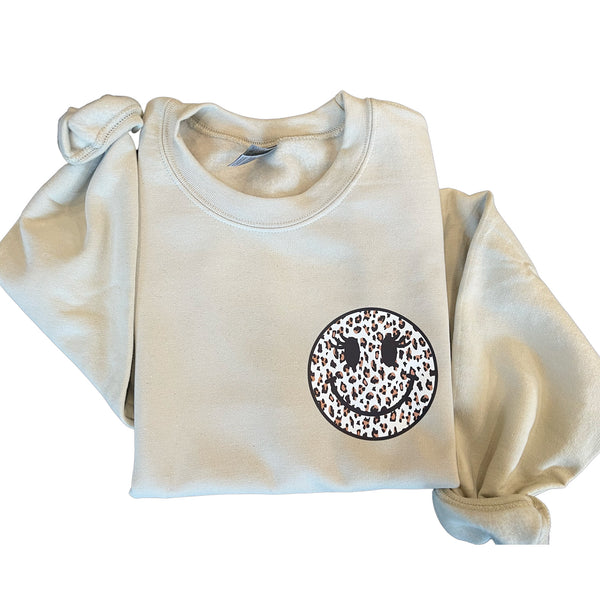 Cream Happy Face Crewneck | Inspiration Sweatshirt | Inspiration Crewneck